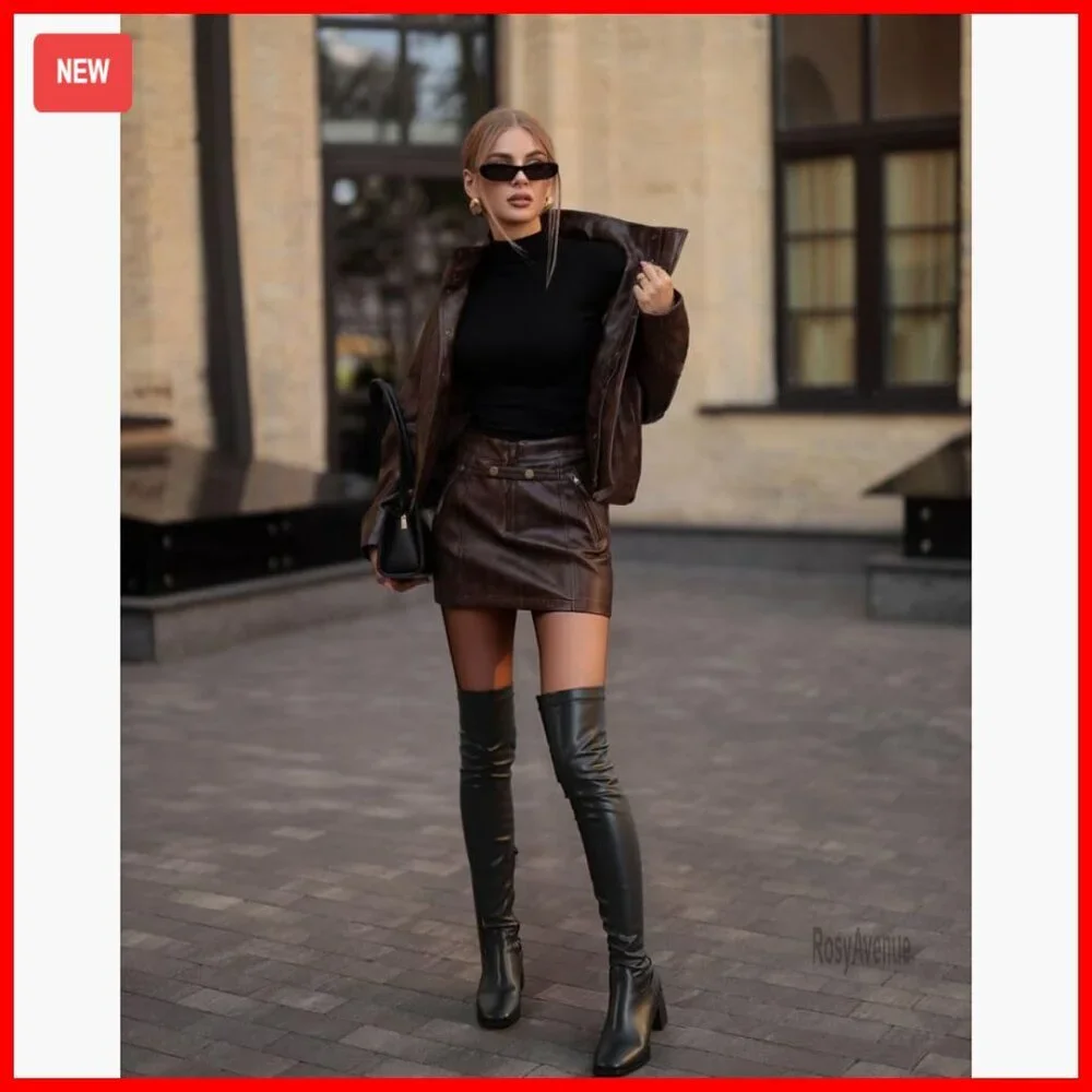 Chunky Heel Over The Knee Boots Stretch Side Zipper Comfortable Women's Shoes